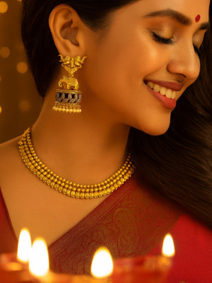 Digital Dress Room Afghani Jhumka Earrings Mata Laxmi Design With Pearl Brass Jhumki Earring
