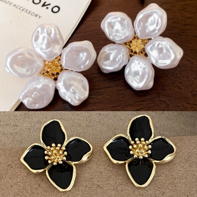 AKISON JEWELS Combo Korean Earrings Flower Stud Earrings For Women Girls Korean earring Floral Pearl Alloy Earring Set, Stud Earring