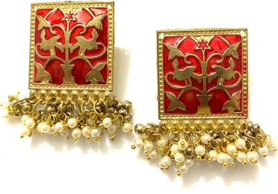 Jewelsstar Oxidised and Meenakari gold plated large stud earrings Metal Stud Earring