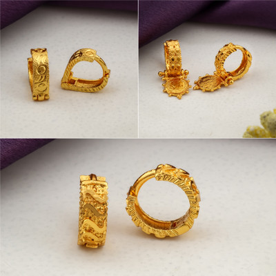 Jewelvault Combo of 3 Gold Huggie Earring