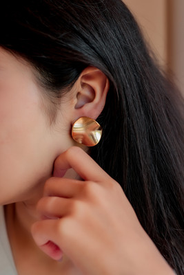 queralt button earring with an omega back Brass Hoop Earring