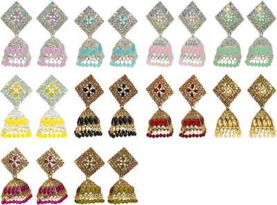Malana Merino Earrings Jhumka for Women Girls Wedding Jewelry Combo of 10 Multicolor Jhumki Alloy Jhumki Earring