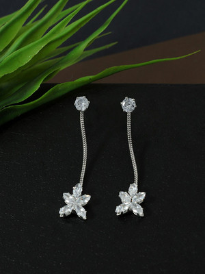 Dressberry Silver Plated Floral Shaped Drop Earrings Brass Drops & Danglers