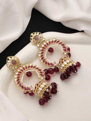 SAIYONI Pearl Glamour Dangles Kundan jhumki Earring For Women Alloy Chandbali Earring