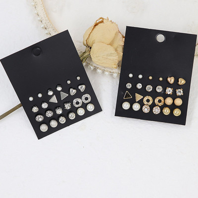 Nehdal Combo Of 24 Pair Golden and Silver Pearl Stud Earrings Cubic Zirconia Alloy Stud Earring