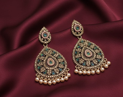 DEESHINE Deeshine Creation Royal Pearl Chandbali Earrings. Beads, Pearl Brass Chandbali Earring