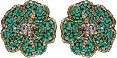 University Trendz Handmade Green Floral-Beaded Stud Earrings For Women/Girl's Alloy Stud Earring