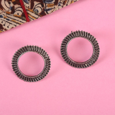 Zoey ZOEY Oxidized Gold-Plated Circular Studs Afghani Style Alloy Stud Earring