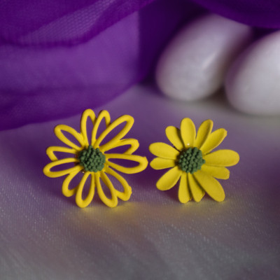 JOYANA Yellow Flower Earrings For Women Floral Earrings for Haldi Mehendi Alloy Stud Earring