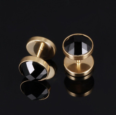 MAVRAA Mavraa Men’s Black & Gold Stud Earring | Stainless Steel Stainless Steel Stud Earring