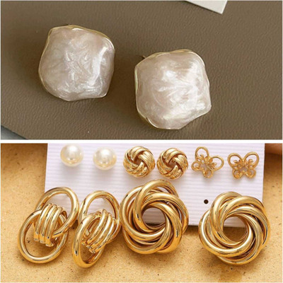 Zestapvt Fashionble stylish korean earrings combo set earrings (combo 2 earrings set) Alloy Earring Set