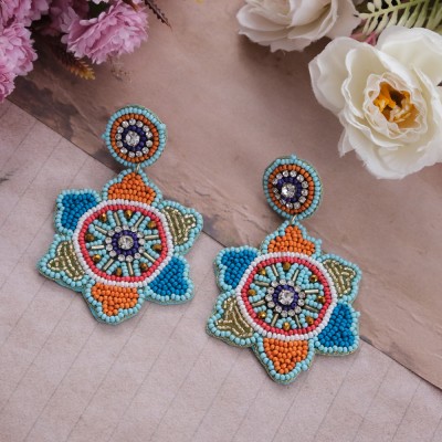 TASHKURST Handmade Multicolor Beaded Drop Earrings For Women/Girl's Beads Alloy Drops & Danglers