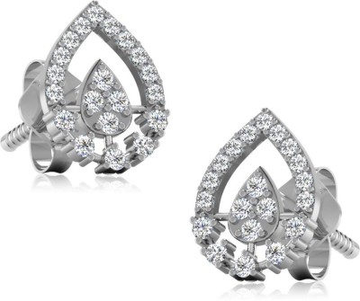 Iski Uski Store Leaf Shape Silver Stud Earring Zircon Sterling Silver Stud Earring