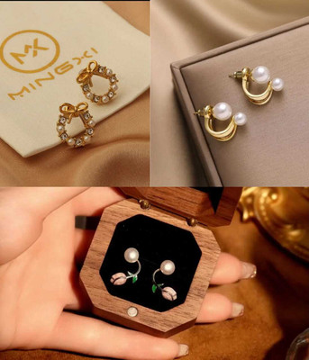 EARIC PEAL Combo Pack of 3 Korean Stud Earrings For Women And Girls Alloy Stud Earring, Drops & Danglers, Stud Earring