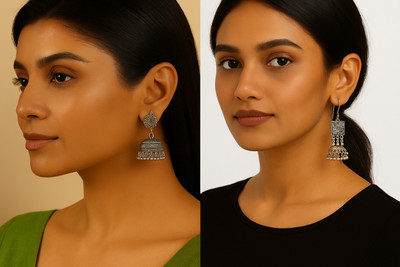 Derozmi Oxidized Silver Traditional Jhumka Earrings Combo for Women and Girls Alloy Drops & Danglers, Hoop Earring, Jhumki Earring