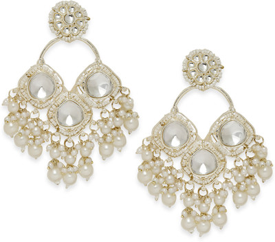 SATRANGI JEWEL Chandbali Earrings Pearl Alloy Huggie Earring