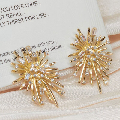 MEENAZ Firework Earrings for women korean earing girl stylish Western studs design gift Cubic Zirconia, Crystal, Diamond Alloy, Metal, Stone Earring Set, Stud Earring
