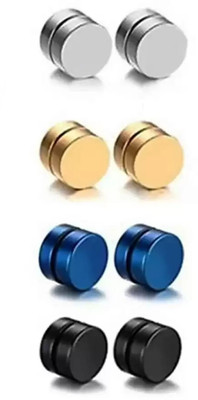 Heer Collection Mens & Women Fashion Jewellery Valentine Round Barbell Magnetic Earrings Stainless Steel Stud Earring, Clip-on Earring, Earring Set, Magnetic Earring
