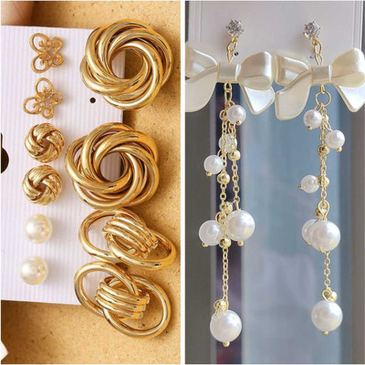 Zestapvt Fashionble stylish korean earrings combo set earrings (combo 2 earrings set) Alloy Earring Set