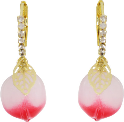 VIRAANA Elegant Peach-Inspired Drop Earrings with Gold & Pearl Accents for Women & Girls Alloy, Brass Drops & Danglers