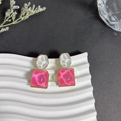 Lady Raiment Korean square Earrings Crystal Alloy Stud Earring