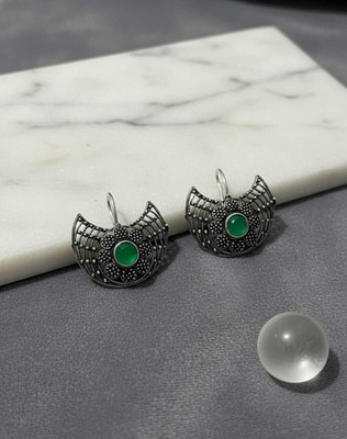 JANKI EARING OXIDIZED GERMAN SILVER Crystal Brass, German Silver Drops & Danglers