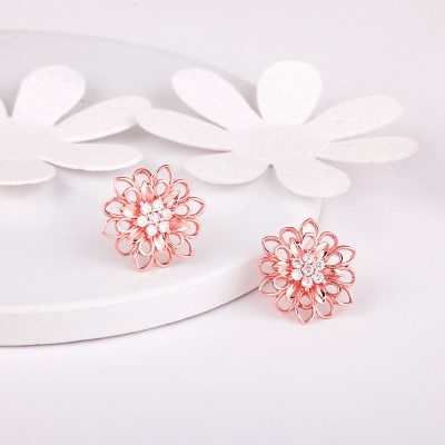 GIVA Sterling Silver Rose Gold Blooming Flower Stud Earrings for Women and Girls Zircon Sterling Silver Stud Earring