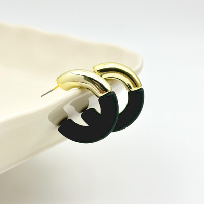 PRIYA IMPEX SPARKLE & SHINE JEWEL 3D half circle design Statement Drop Acrylic Earrings Acrylic Hoop Earring