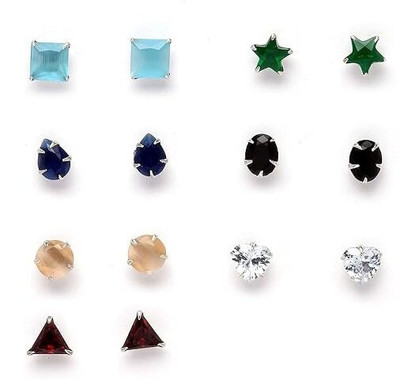 MK Gallery gold plated multicolor 7 in 1 interchangeable stud earrings for women|girls Alloy Stud Earring