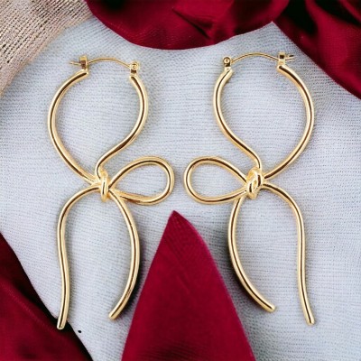 Lucky Jewellery Designer 18k Gold Plated Knot Design Dangle Hanging Earrings For Girls & Women Brass Tassel Earring