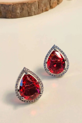 Vitthalesh Pan Red k Diamond Alloy Stud Earring