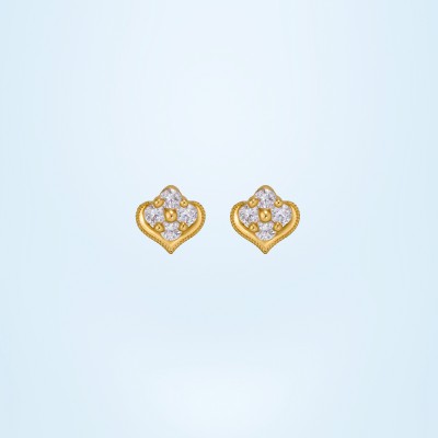 SORELLII Pair of Golden Earrings with Diamonds Cubic Zirconia German Silver Stud Earring