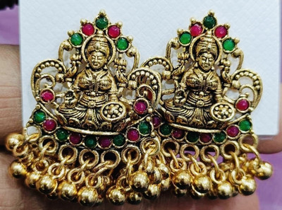 SAKETHAM Goddess Golden Small Alloy Jhumki Earring