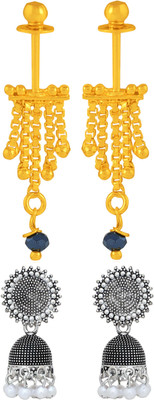 Raj And Deb Premium Silver Oxidiesd Pated Daily Wear Earrings For Daily Wear Brass, Alloy Jhumki Earring