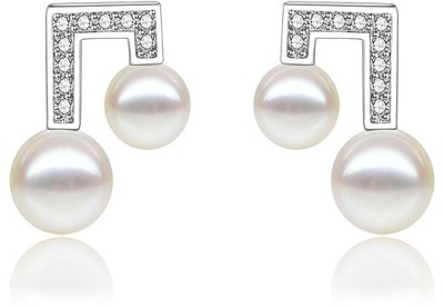 Shining Diva Stylish Crystal Pearl Silver Plated Earrings Alloy Stud Earring