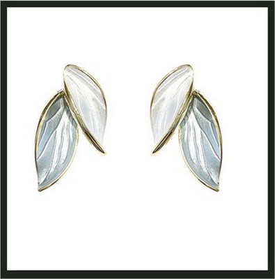 Solis Sarah SOLIS SARAH Crystal Leaf Earrings Gray Stainless Steel Stud Earring