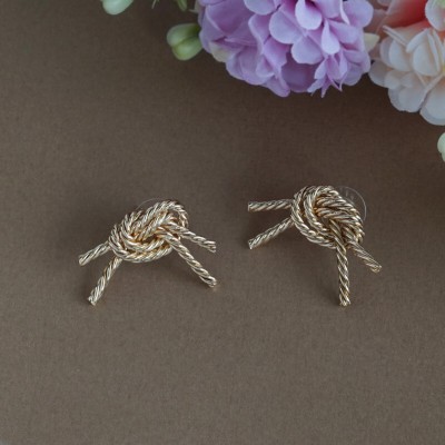 TRIBAL ZONE Knot Golden Stud Earring Brass Stud Earring