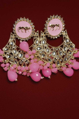 Noya Lehar Lite Pink Animal Earring Alloy Chandbali Earring, Stud Earring