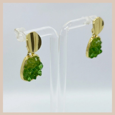 MAHADEV CREATION Mini Natural Stone Effect Earrings - Green Crystal Alloy Stud Earring