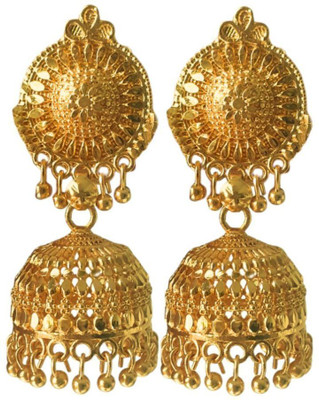 rich & famous Women's Gold-Plated Traditional Jhumka Floral Design Earrings For Women and Girl Gold Jhumki Earring