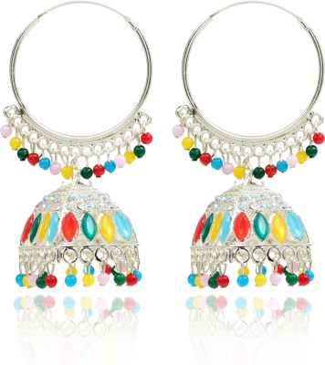 Crystaline Rajkoti style Traditional Jhumka Metal Chandbali Earring