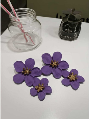 S Priyanka Traders Korean Double Flower Trending Earring For Women Stainless Steel Hoop Earring