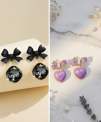 Sivaa The Luxurious Black and Sweet Purple Contrast Combo Alloy Jhumki Earring