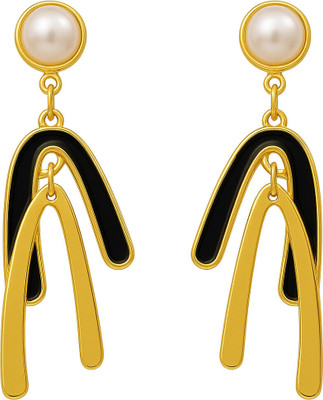 kailash creation Kailash Creation Pearl Tassel Long Drop Earrings - Korean K-Pop inspired - Alloy Drops & Danglers