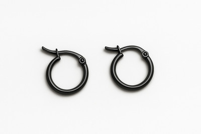 COMMON ETAIL Sterling Black Hoop Hypoallergenic Earrings for Men And Women Stainless Steel Hoop Earring