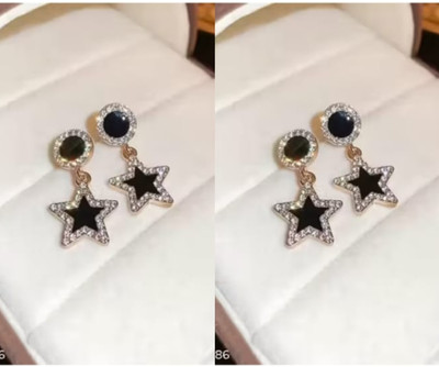 RISHASTYLE Star motive AD stone earrings Zircon Alloy Drops & Danglers