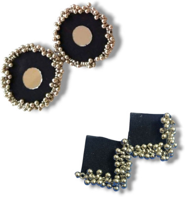 DIPRIYA GALLERY BLACK FABRIC STUD EARINGS COMBO PACK OF 2 Fabric Stud Earring
