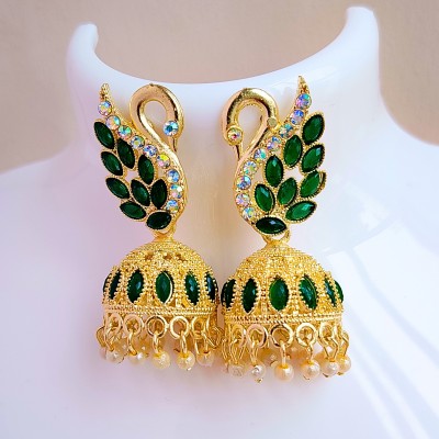 Tipsy Closet Meenakari Jhumka Earrings Women Girls Traditional Minakari Jhumki Wedding Party Beads, Pearl Alloy, Brass Drops & Danglers, Earring Set, Jhumki Earring