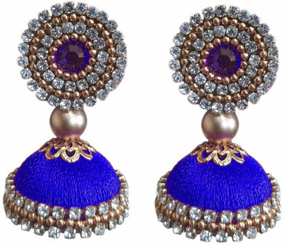SRI Earring Big Stud Jhumka Latest Design Silk Thread Big Stud Earrings Silk Dori Stud Earring, Jhumki Earring