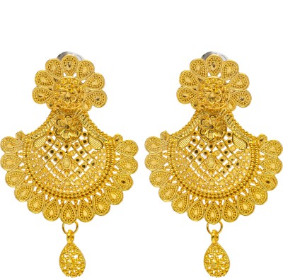 Shining Jewel Gold Plated Chandbali Earrings for Women (SJE_14) Cubic Zirconia Brass Chandbali Earring